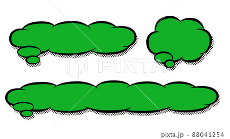 もくもく雲のアメコミ風な吹き出しのテロップベース・緑 88041254