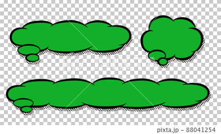 もくもく雲のアメコミ風な吹き出しのテロップベース・緑 88041254