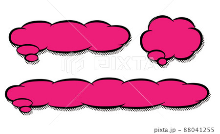 もくもく雲のアメコミ風な吹き出しのテロップベース・ピンク 88041255