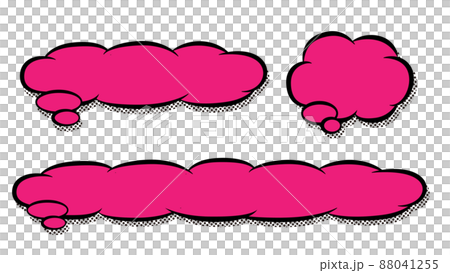 もくもく雲のアメコミ風な吹き出しのテロップベース・ピンク 88041255