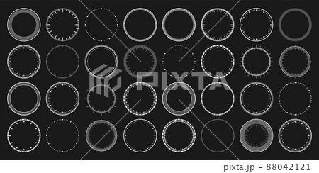 Mechanical clock faces, bezel. White watch dial with minute and hour marks. Timer or stopwatch Mechanical clock faces, bezel. White watch dial with minute and hour marks. Timer or stopwatch 88042121