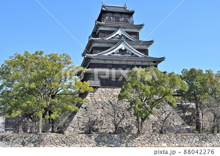 晴天の広島城「天守閣」 88042276