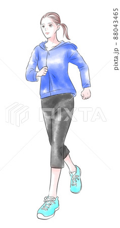 ジョギングをする中年女性(カラー) 88043465