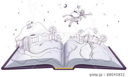 Ukrainian literature open book illustration Evenings on Farm near Dikanka 88043852