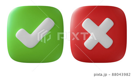 Positive checkmark and red cross buttons 88043982