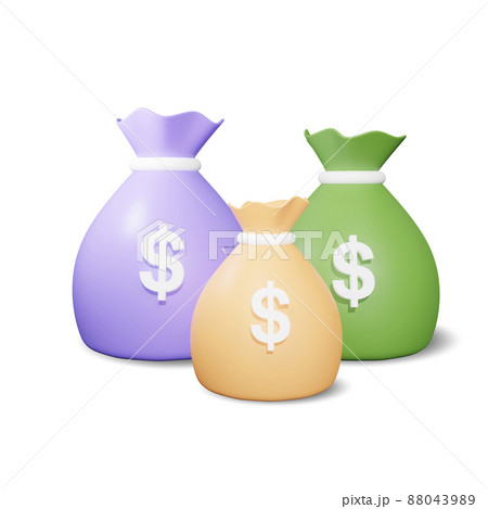 Money bags with dollar sings, 3d illustration. 88043989