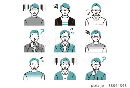 人物 いろいろな表情の男性アイコンセット 88044348