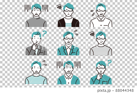 人物 いろいろな表情の男性アイコンセット 88044348