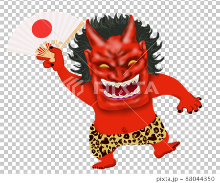 A scary demon with a happy face that spreads a fan 88044350