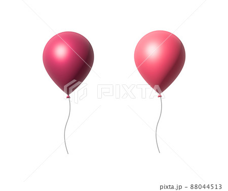 High quality super realistic pink balloons. Two 3d maked colorful party balloons, birthday decoration. Vector flying party ballon set, design element for cards, invitations etc. 88044513