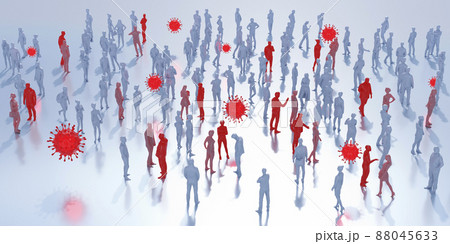 群衆とコロナウイルス / 社会活動とウイルスの市中感染・感染拡大のコンセプトイメージ 88045633