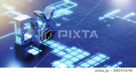 立体的なDXシンボル / デジタルトランスフォーメーション・未来志向のイノベーションのイメージ 88045646