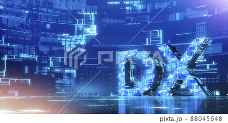 立体的なDXシンボル / デジタルトランスフォーメーション・未来志向のイノベーションのイメージ 立体的なDXシンボル / デジタルトランスフォーメーション・未来志向のイノベーションのイメージ 88045648