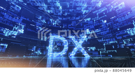 立体的なDXシンボル / デジタルトランスフォーメーション・未来志向のイノベーションのイメージ 88045649