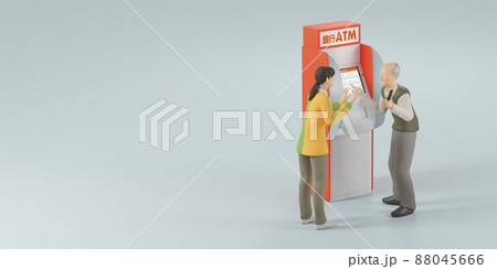 振り込め詐欺に遭いそうなお年寄りを必死に説得するコンビニスタッフ / 振り込め詐欺・還付金詐欺の対策 振り込め詐欺に遭いそうなお年寄りを必死に説得するコンビニスタッフ / 振り込め詐欺・還付金詐欺の対策 88045666