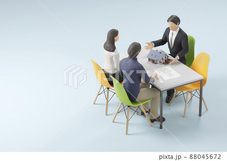 顧客に住宅の提案を行うセールスマン / ハウジング・建築設計・不動産販売・提案営業のイメージ 88045672