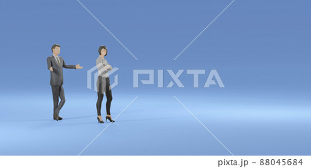 おどけたポーズで女性にアプローチするビジネスマン / 職場のお調子者・迷惑行為・無神経な男・塩対応 88045684
