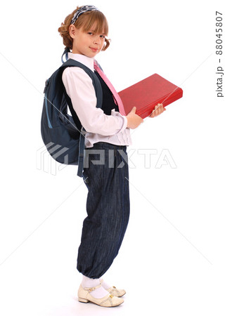 Girl holds the red book 88045807