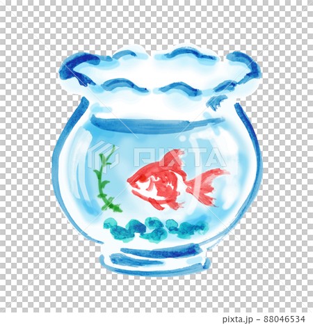 金魚鉢の手描き和風イラスト 88046534