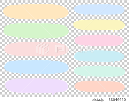 イラスト素材:パステルカラーのカラフルな長いふきだしセット イラスト素材:パステルカラーのカラフルな長いふきだしセット 88046630