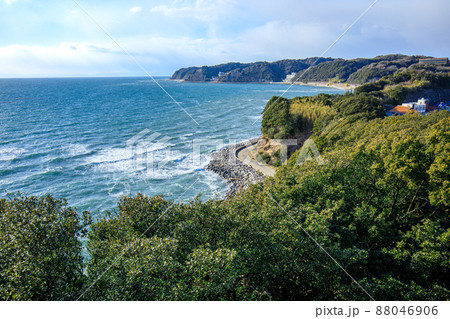知多郡南知多町　羽豆岬展望台から望む羽豆神社の社叢 88046906