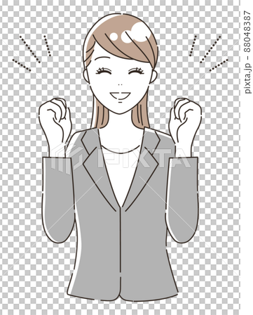 A woman in a suit doing a guts pose (upper body) 88048387
