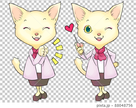 Nekko-sensei series (whole body, applause and wink) Nekko-sensei series (whole body, applause and wink) 88048756
