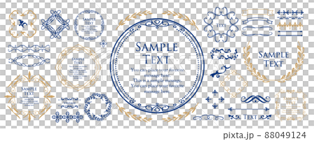 春の植物モチーフのフレームセット。ビンテージフラワー。装飾デザイン。流行りのあしらい 88049124