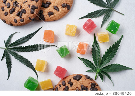 American cookies with cannabis extract. Sweets with CBD oil 88049420