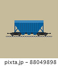 Blue freight rail wagon for bulk materials. 88049898