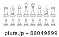 Linear chess pieces on a white background. 88049899