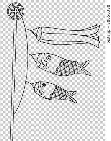 白黒線画の鯉のぼりのイラスト 88050388
