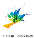 Colorful fantasy bird art in flight on white background 88053026