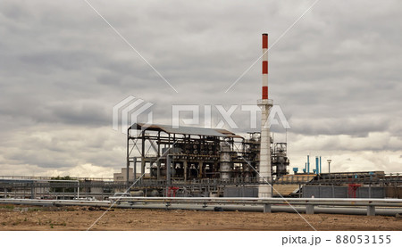 Old installation of a refinery smokestack Old installation of a refinery smokestack 88053155