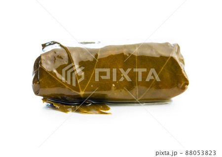 Dolmades. Stuffed vine leaves. Greek appetizer isolated on white background. 88053823