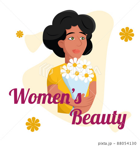 Isolated happy woman with a boutique of flowers Women day Vector 88054130