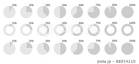 Pie chart percentage icons set. Circle graph statistic diagram. Segment infographic. 25,50,60,75 slice element. Data information. Finance document presentation. Management report. Vector illustration Pie chart percentage icons set. Circle graph statistic diagram. Segment infographic. 25,50,60,75 slice element. Data information. Finance document presentation. Management report. Vector illustration 88054210