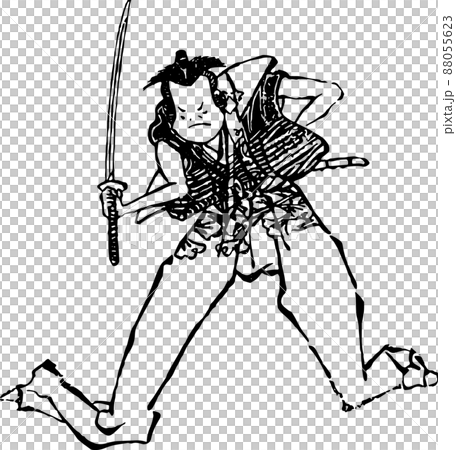 刀を片手に持って仁王立ちする役者のイラスト素材 [88055623] - PIXTA