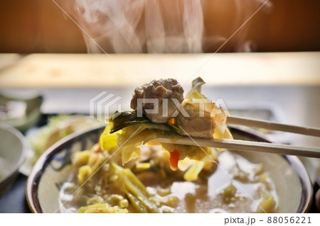 豚汁定食の豚汁(青森県三戸町) 豚汁定食の豚汁(青森県三戸町) 88056221