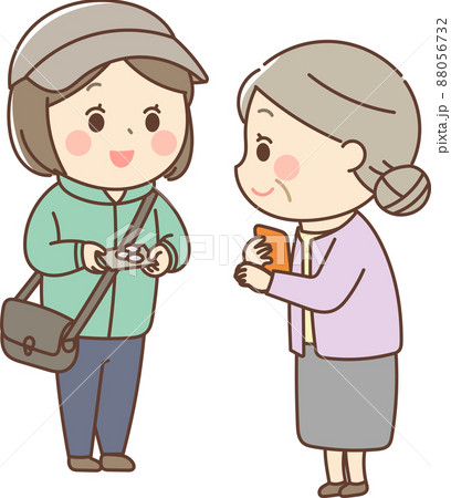 集金スタッフとシニア女性 88056732