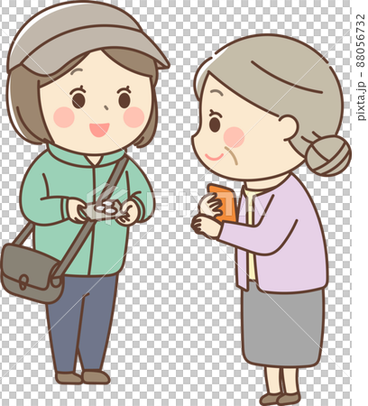 集金スタッフとシニア女性 88056732