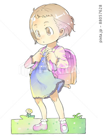春の日にランドセルを背負う女の子 春の日にランドセルを背負う女の子 88057628