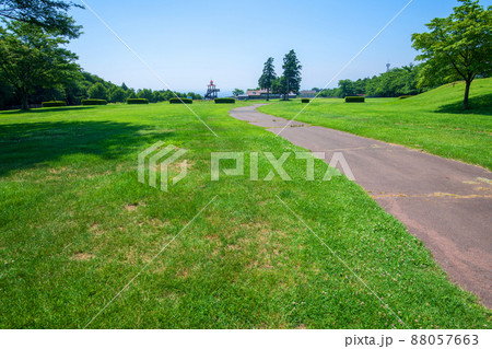 グリーンフラワー牧場　大胡　展望塔方向　初夏の風景　　　 88057663