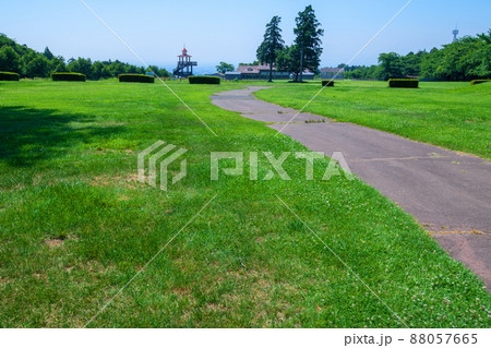 グリーンフラワー牧場　大胡　展望塔方向　初夏の風景　　　 88057665
