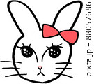 うさぎの女の子　うさぎ　赤いリボン 88057686