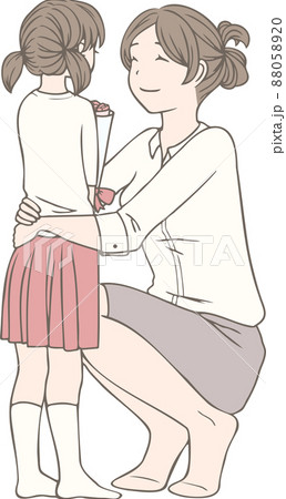 母の日にお母さんへカーネーションをプレゼントする女の子 88058920