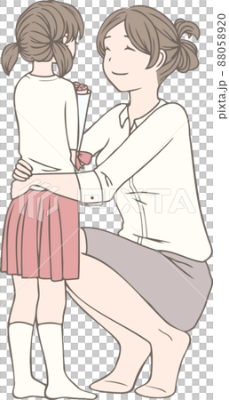 A girl giving a carnation to her mother on Mother's Day 88058920