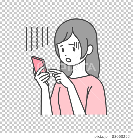 A woman who operates a smartphone with anxiety 88060293