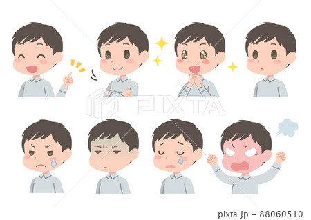 様々な表情の若い男性のイラストセット 88060510