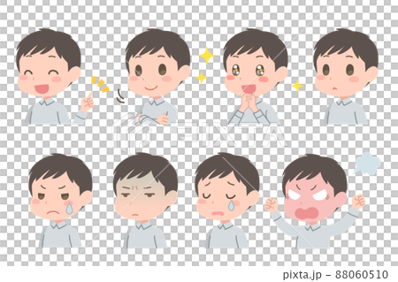 様々な表情の若い男性のイラストセット 88060510